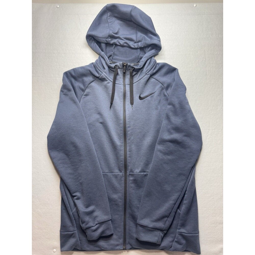 Nike Jacket Mens M Navy Dri Fit Hoodie Full Zip Training Long Sleeve
